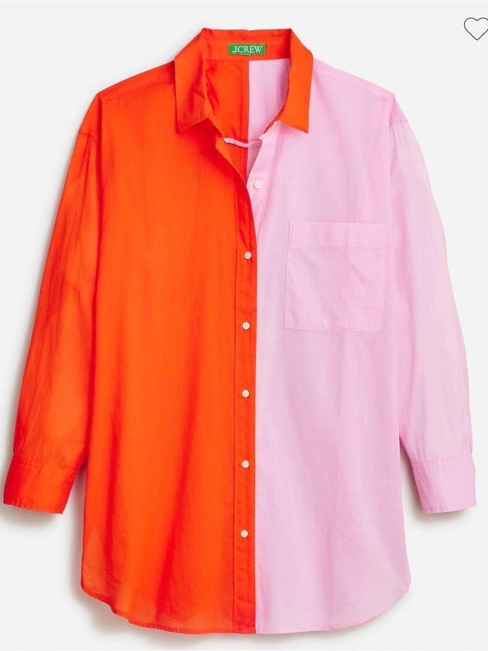 J. Crew Color Block Button-Down Shirt in Red & Light Pink